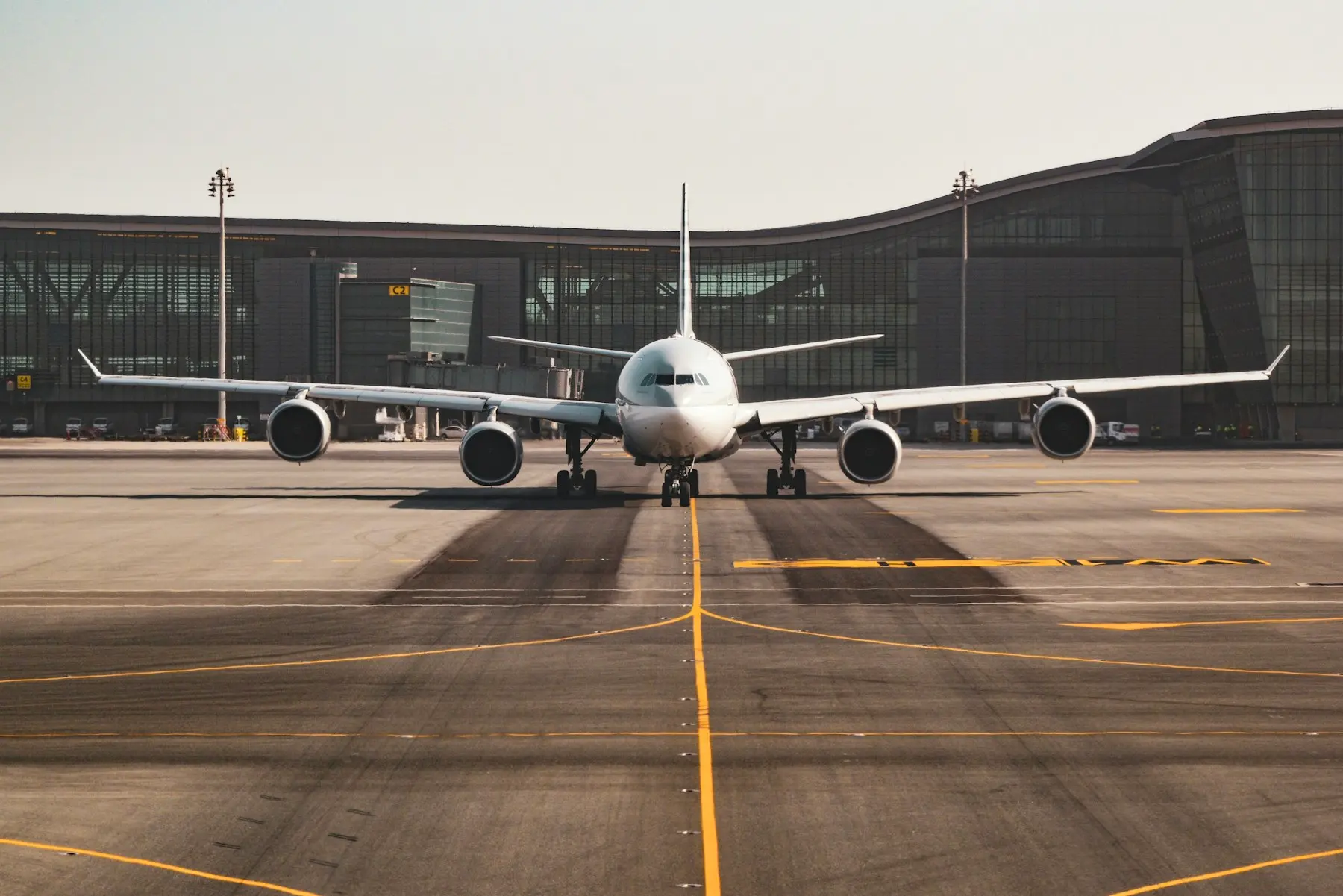 Aircraft parked at an international airport apron